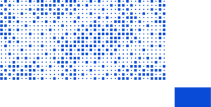 A large field of blue squares in varying size. Diagonally across it is a solid blue rectangle.